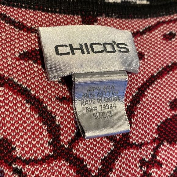 Chicos silk and cotton floral one button cardigan size 3 - Picture 5 of 7